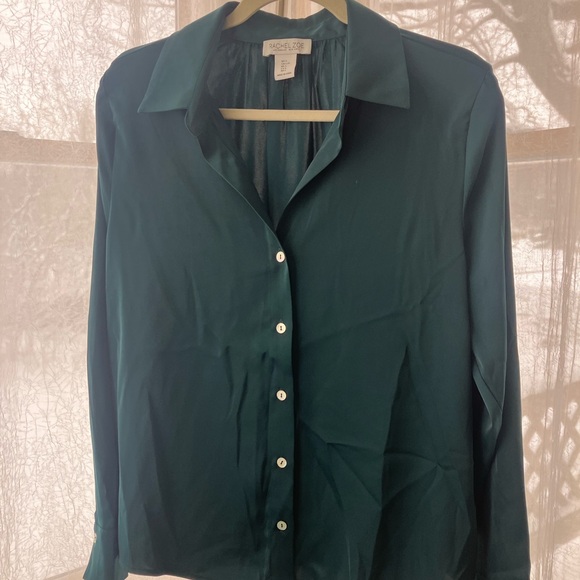 Rachel Zoe Tops - Rachel Zoe Green Button-Down Satin Shirt